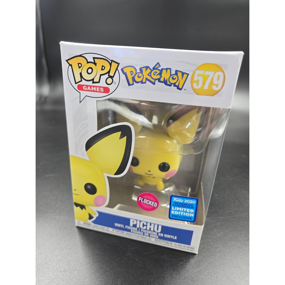 Funko Pop Pokemon Pichu 579 Flocked 2020 Wondrous Convention Exclusive Vinyl